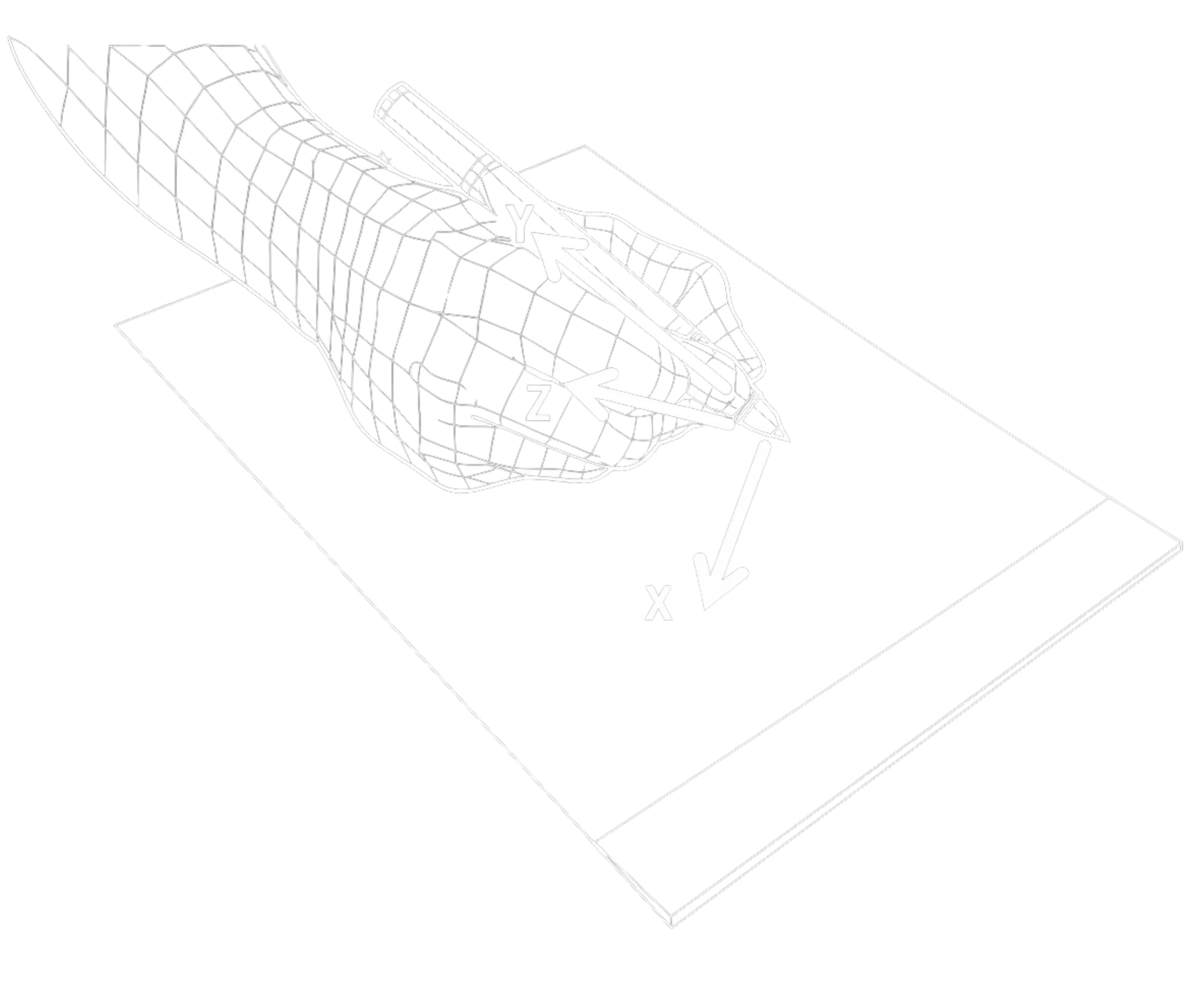 Pen showing XYZ coordinate system